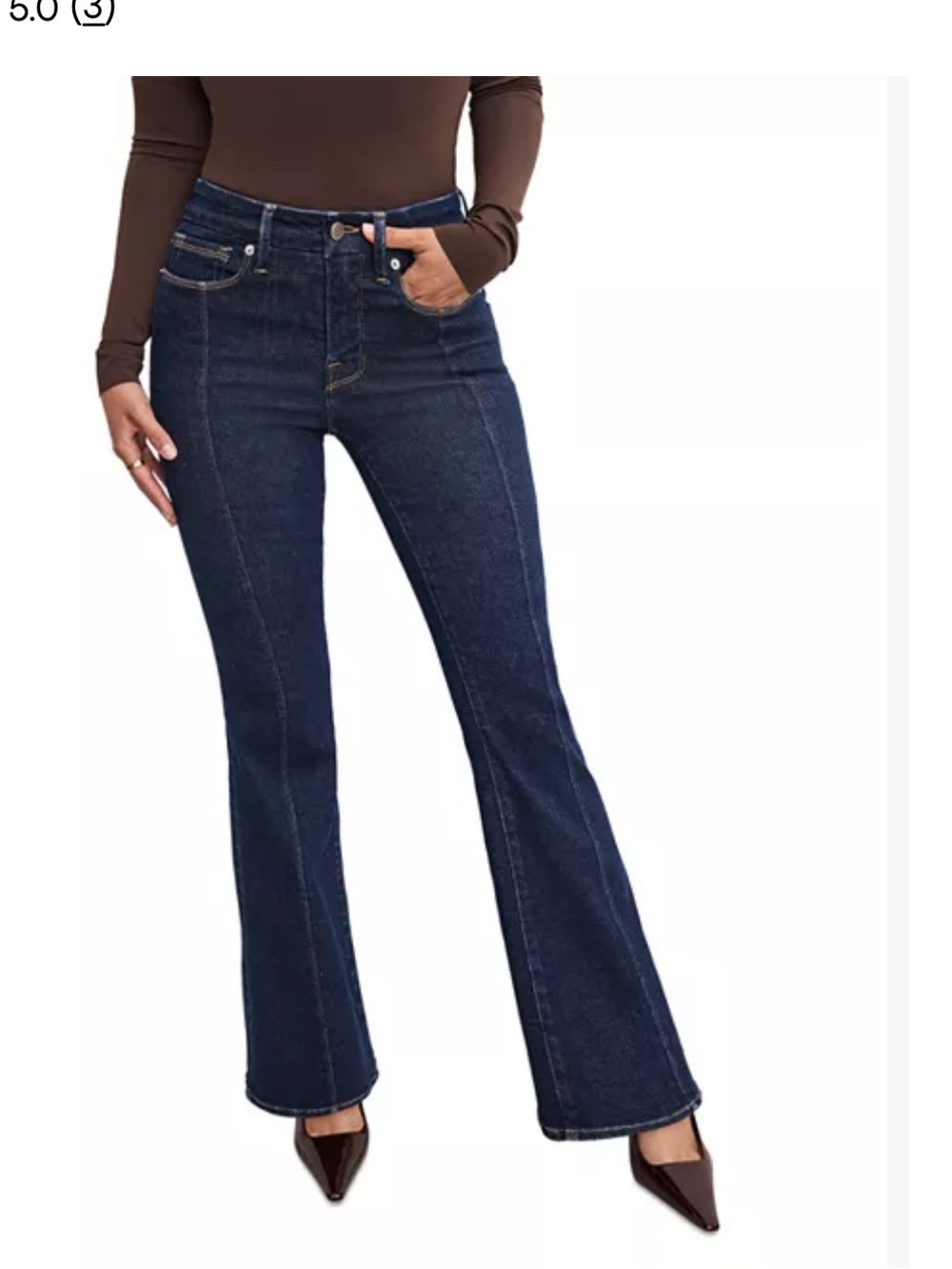 Good American Good Petite Flare Jeans in Indigo983